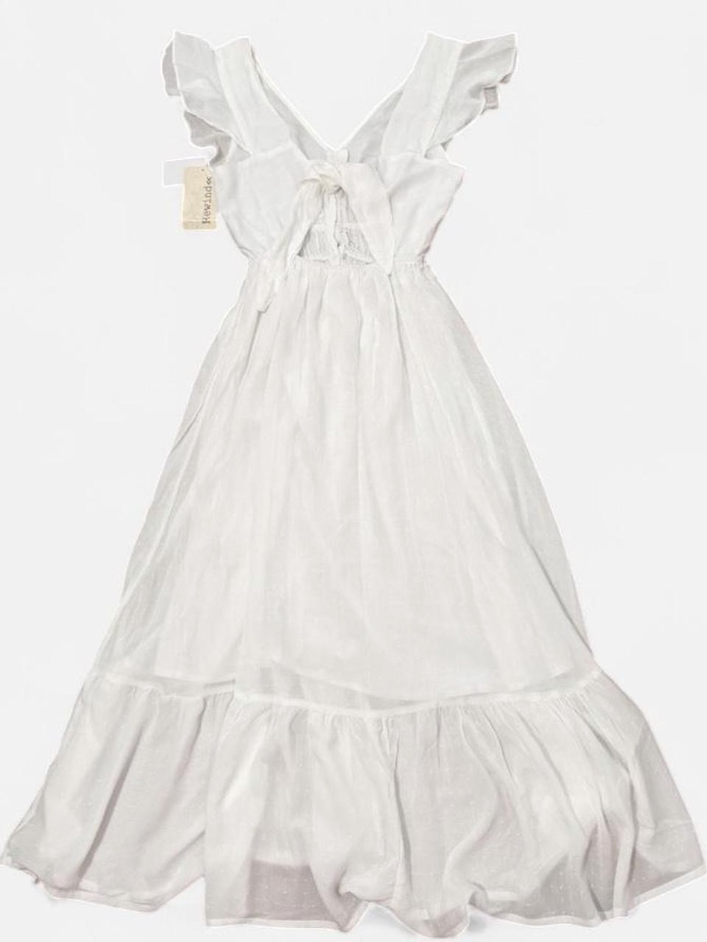 White Ruffle Open Tie-Back Maxi Women’s Dress (XS)
